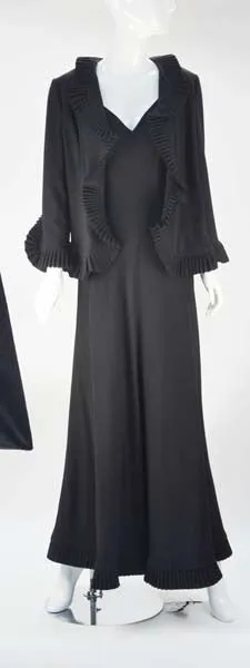 1960s House of Cardinali Black Backless Gown with Bolero