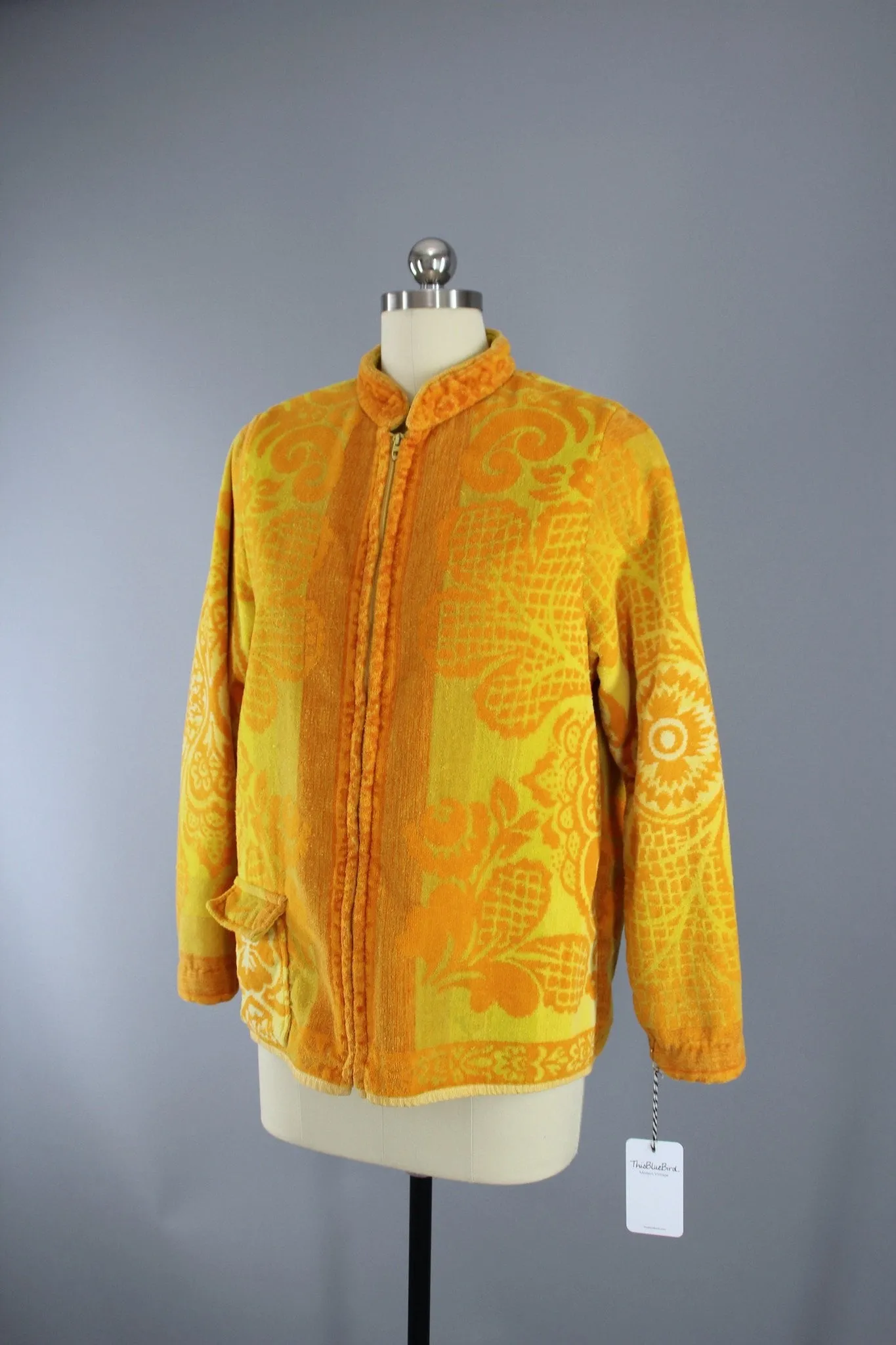 1960s Vintage Silton California Surfing Jacket / Orange Terry Cloth