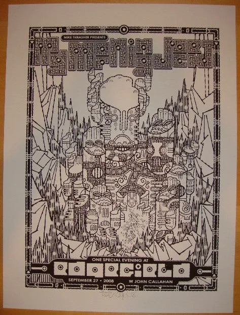 2008 My Morning Jacket - Troutdale B/W Silkscreen Concert Poster by Guy Burwell