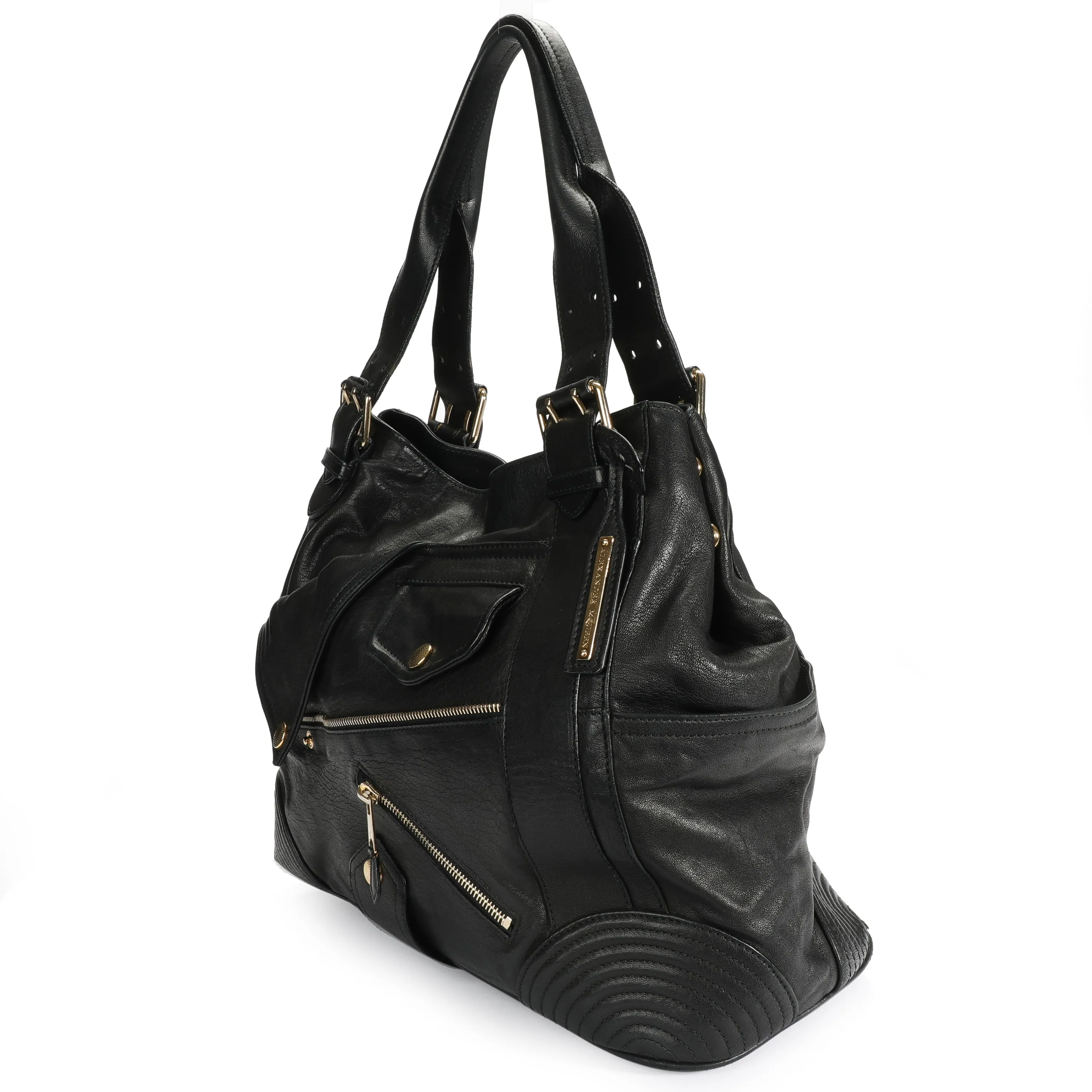 Alexander McQueen Black Leather Faithful Shoulder Bag