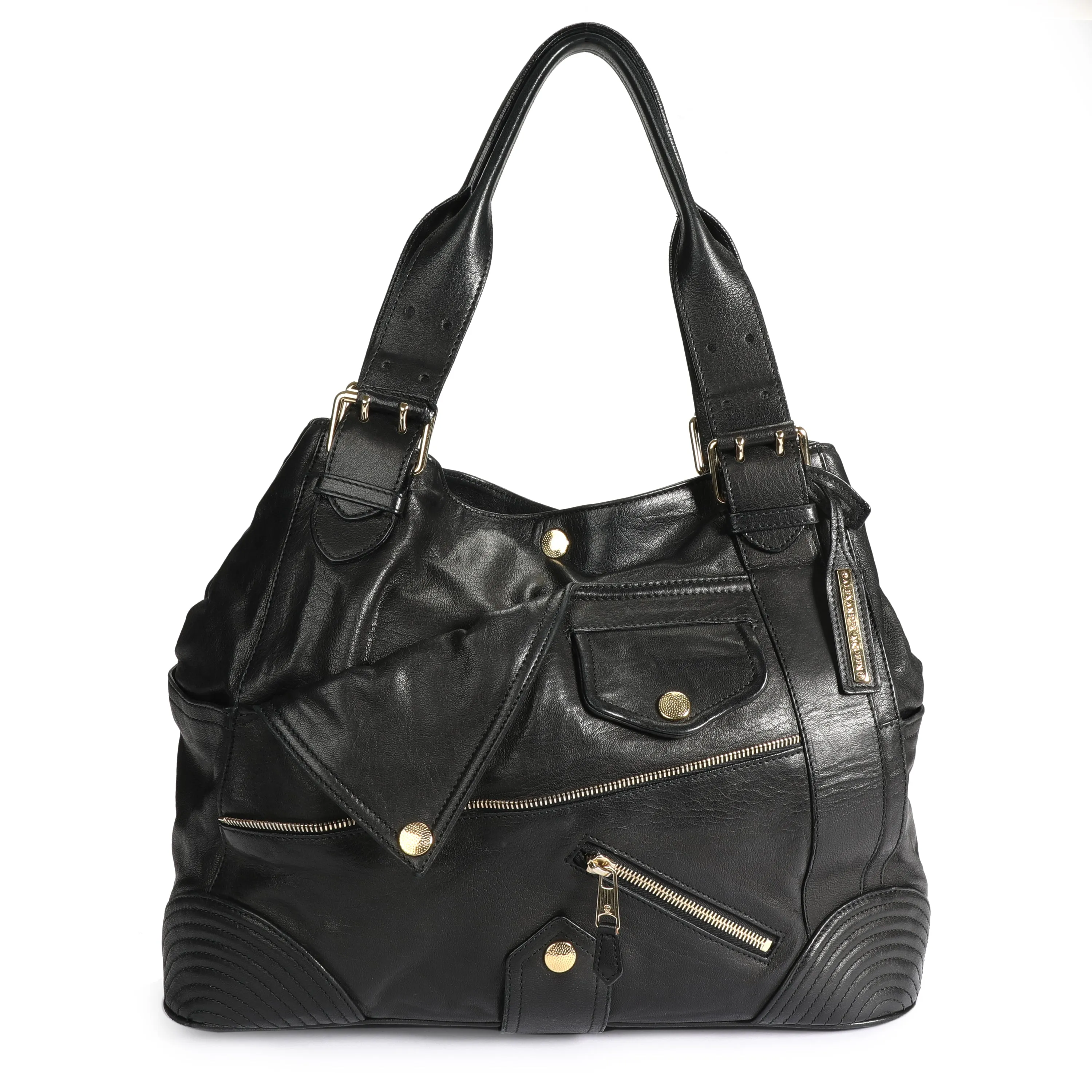 Alexander McQueen Black Leather Faithful Shoulder Bag