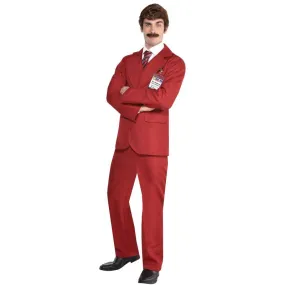 Anchor Man Ron Burgundy Costume inc Tie   Badge   Moustache