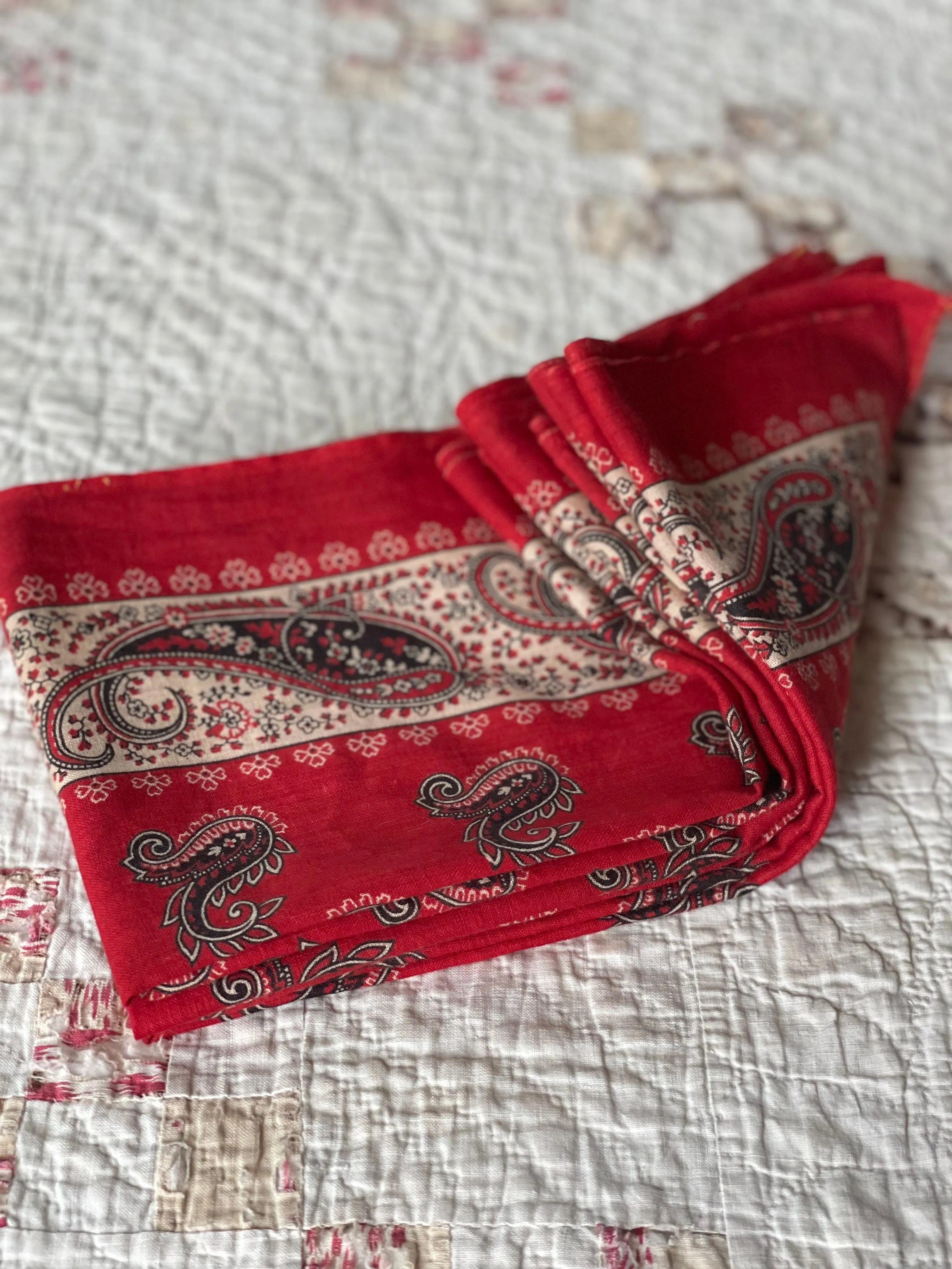 Antique 19th Century Turkey Red Bandanas