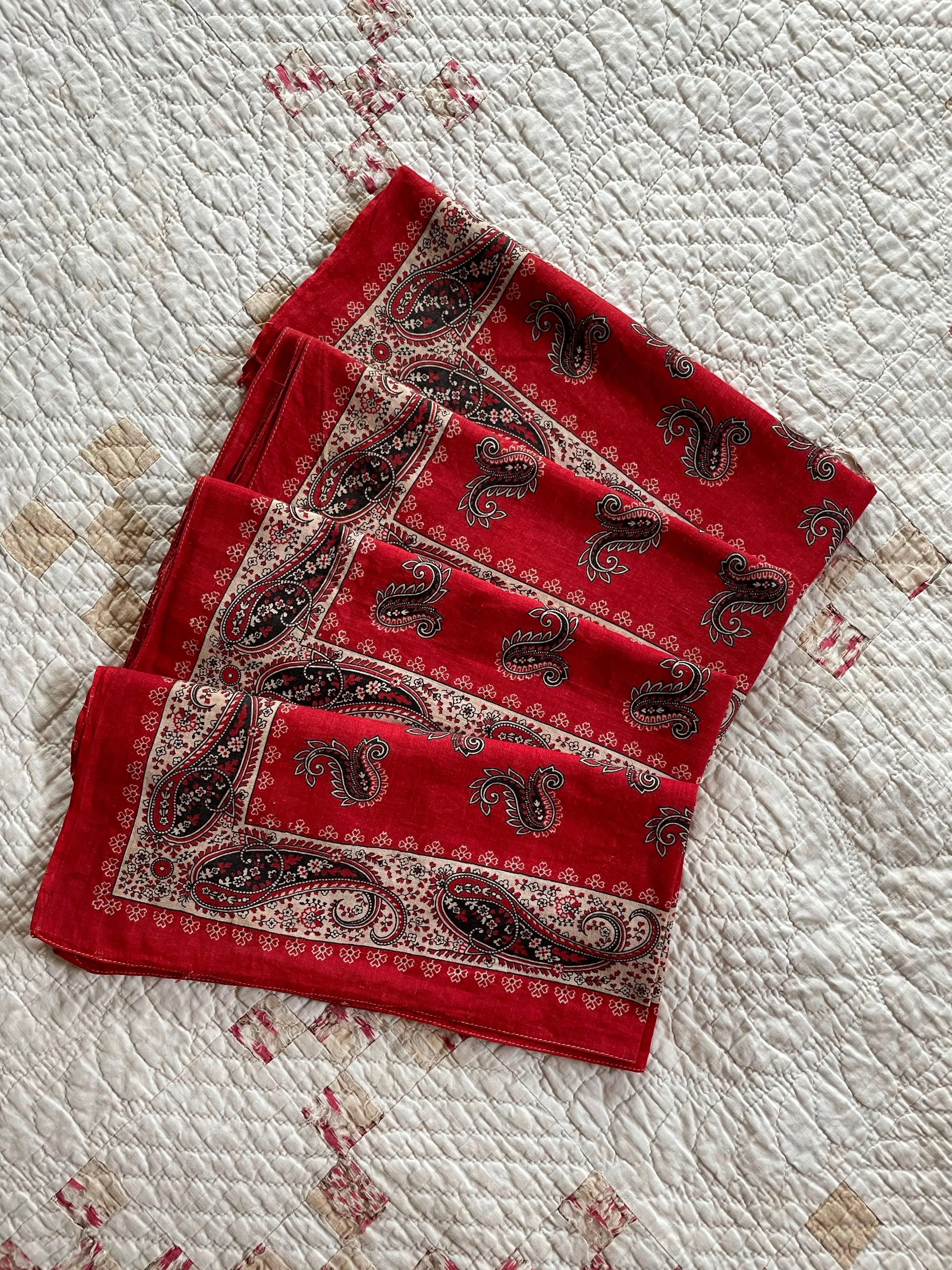 Antique 19th Century Turkey Red Bandanas