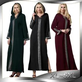 Arab Turkey Women Side Slit Fashion Abaya Robe