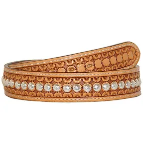 B530 - Natural Tooled Studded Belt