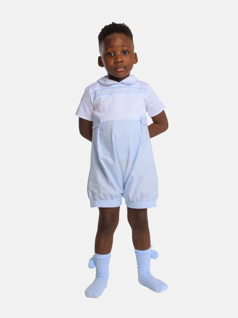 Baby Boy Noel Collection Spanish 1 Piece Romper-Baby Blue