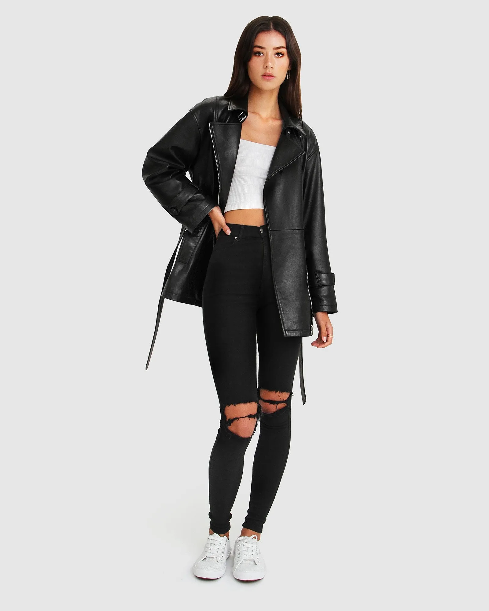 BFF Belted Leather Jacket