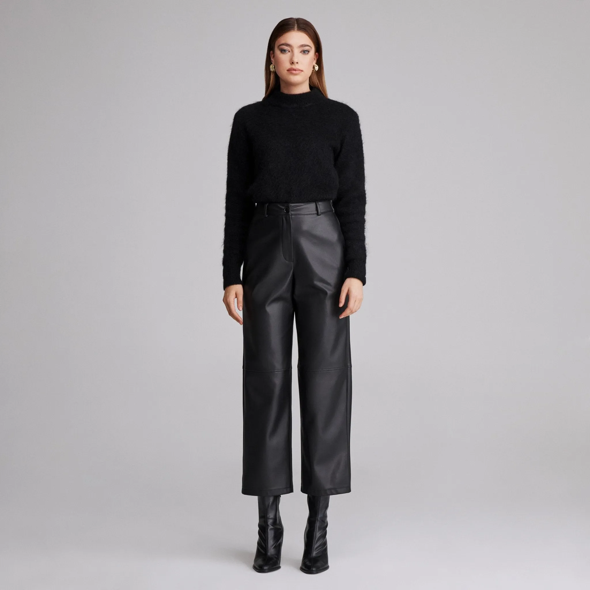 Black High Waist Leather Pants