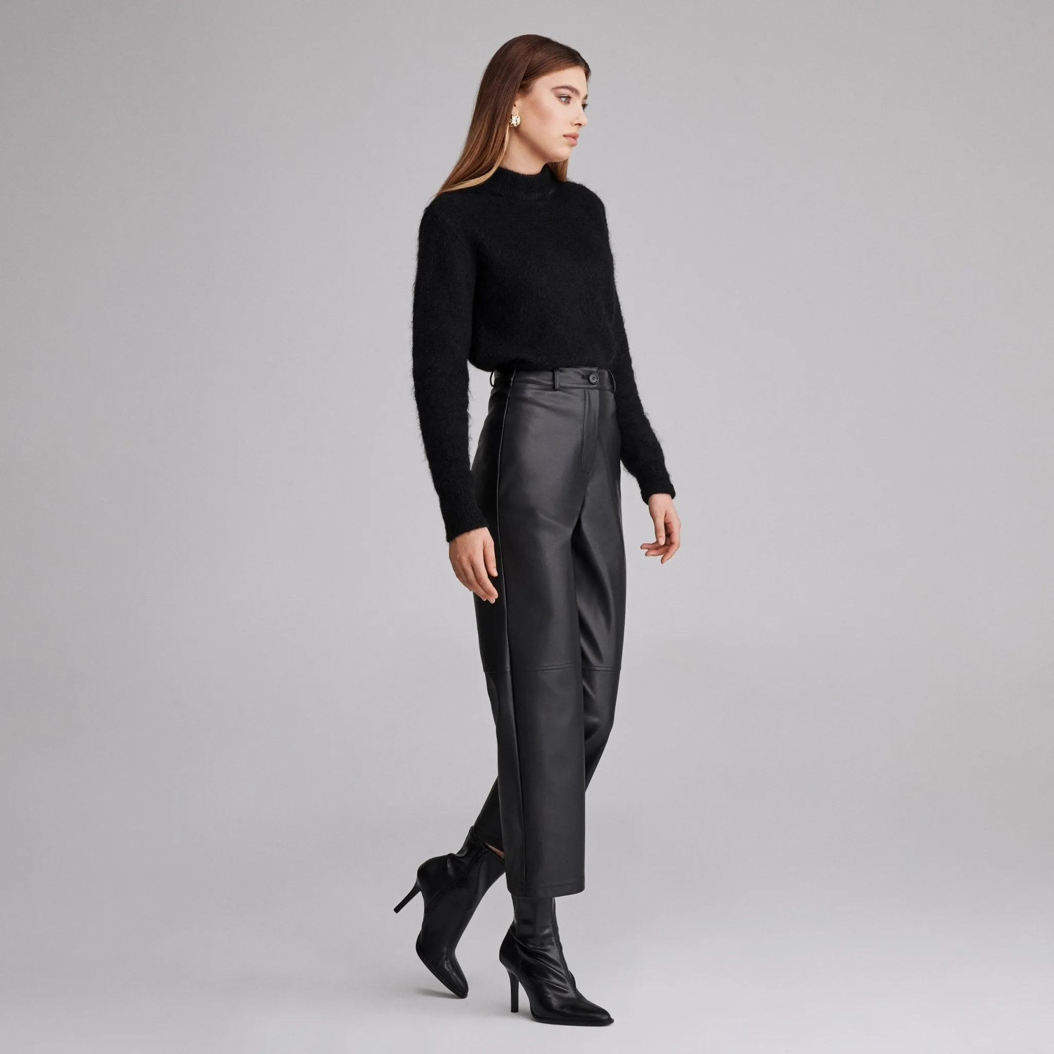 Black High Waist Leather Pants