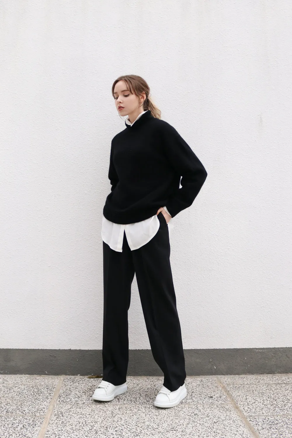 Black Loose Knit Turtleneck