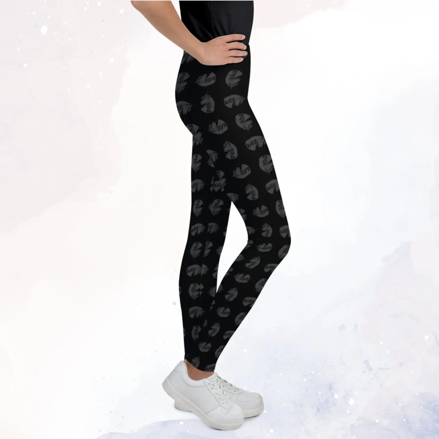 Black Unicorn Youth Leggings