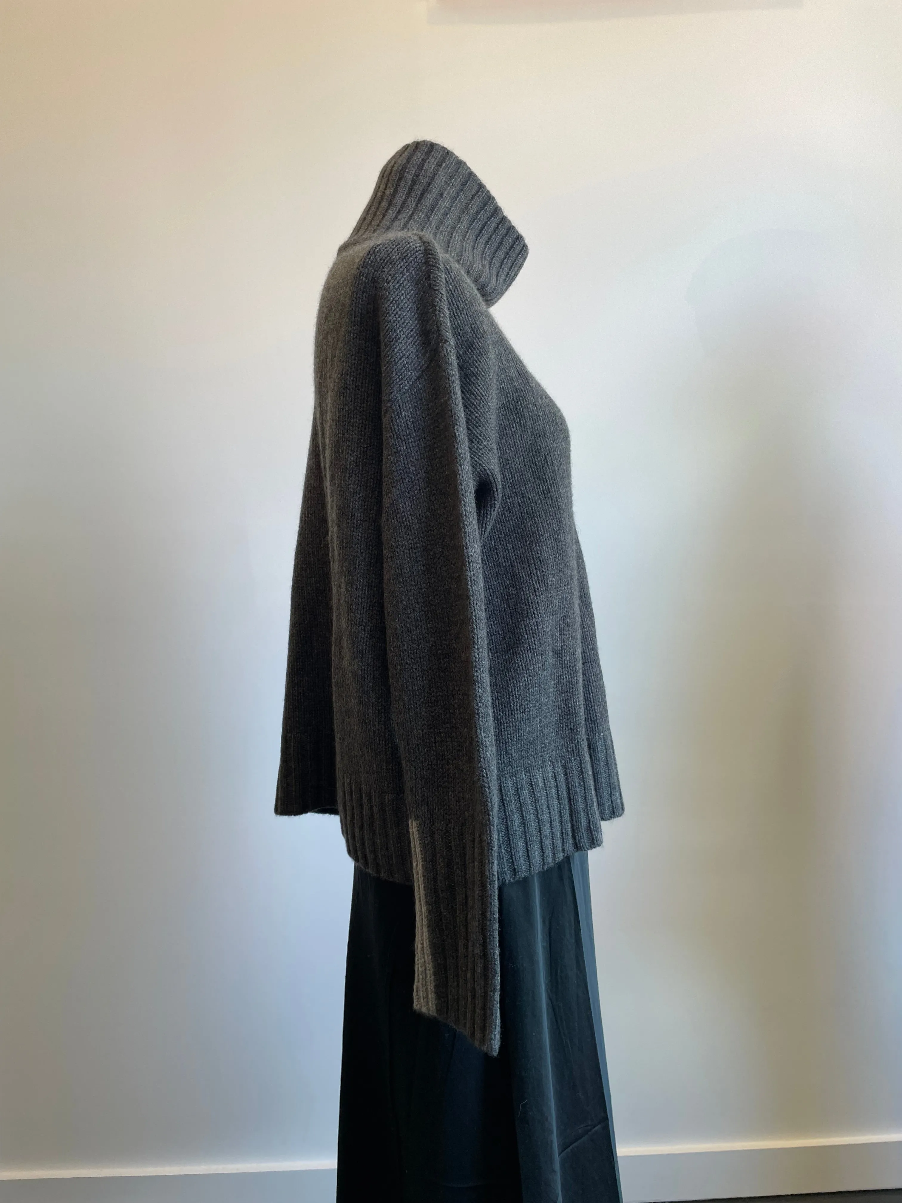 Cashmere Dark Grey Melange Turtleneck