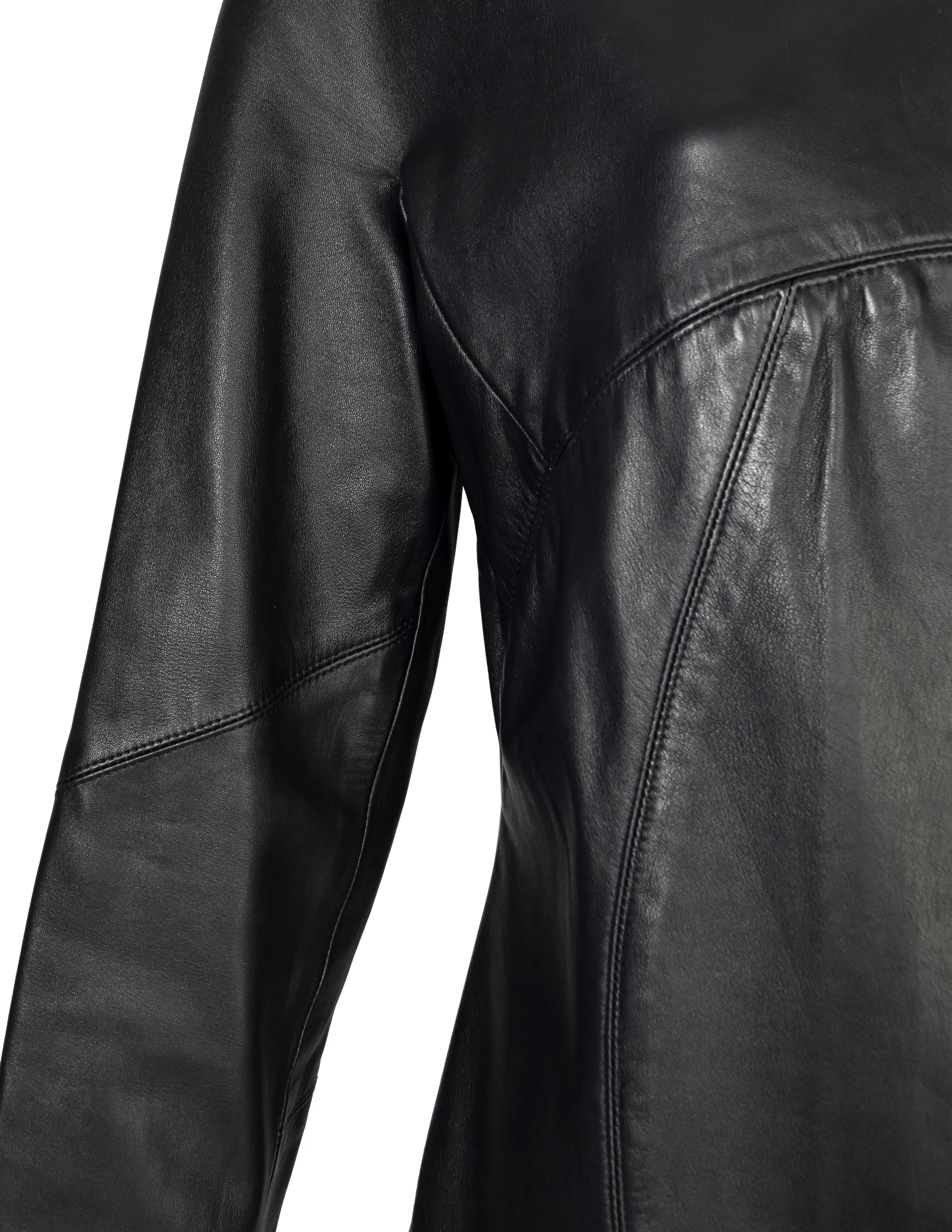 Chado Ralph Rucci Vintage Blue Black Paneled Leather Jacket