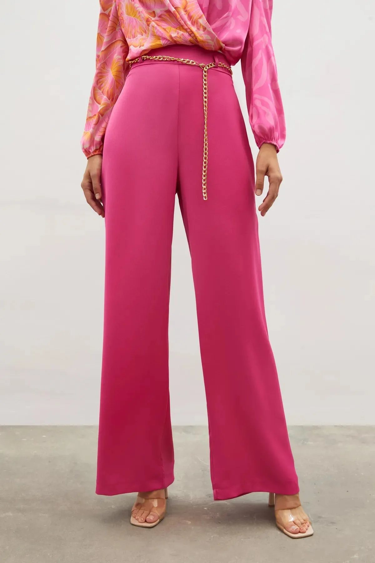 Chain Satin Crepe Trousers - FUSYA