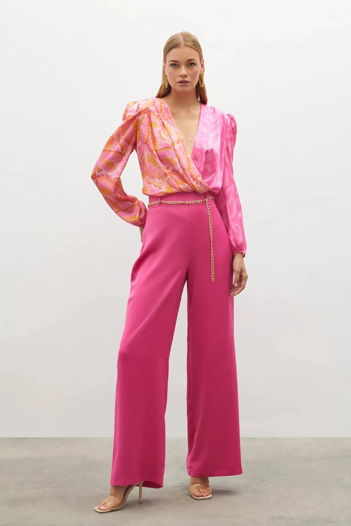 Chain Satin Crepe Trousers - FUSYA