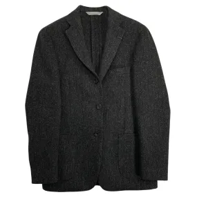 Charcoal Harris Tweed Three Button Wool Sport Jacket