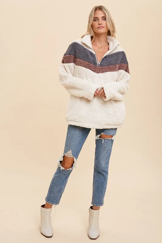 Chevron Sherpa Pullover Jacket