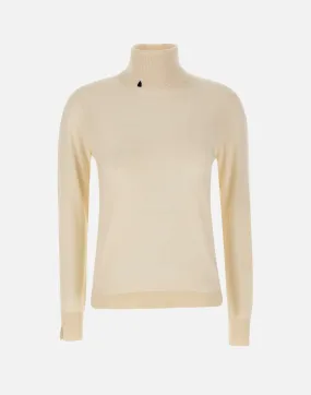 Cream Turtleneck Wool and Cotton Sweater