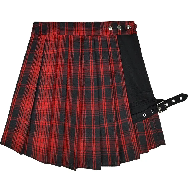 DARK PLAID SKIRT  KF4010