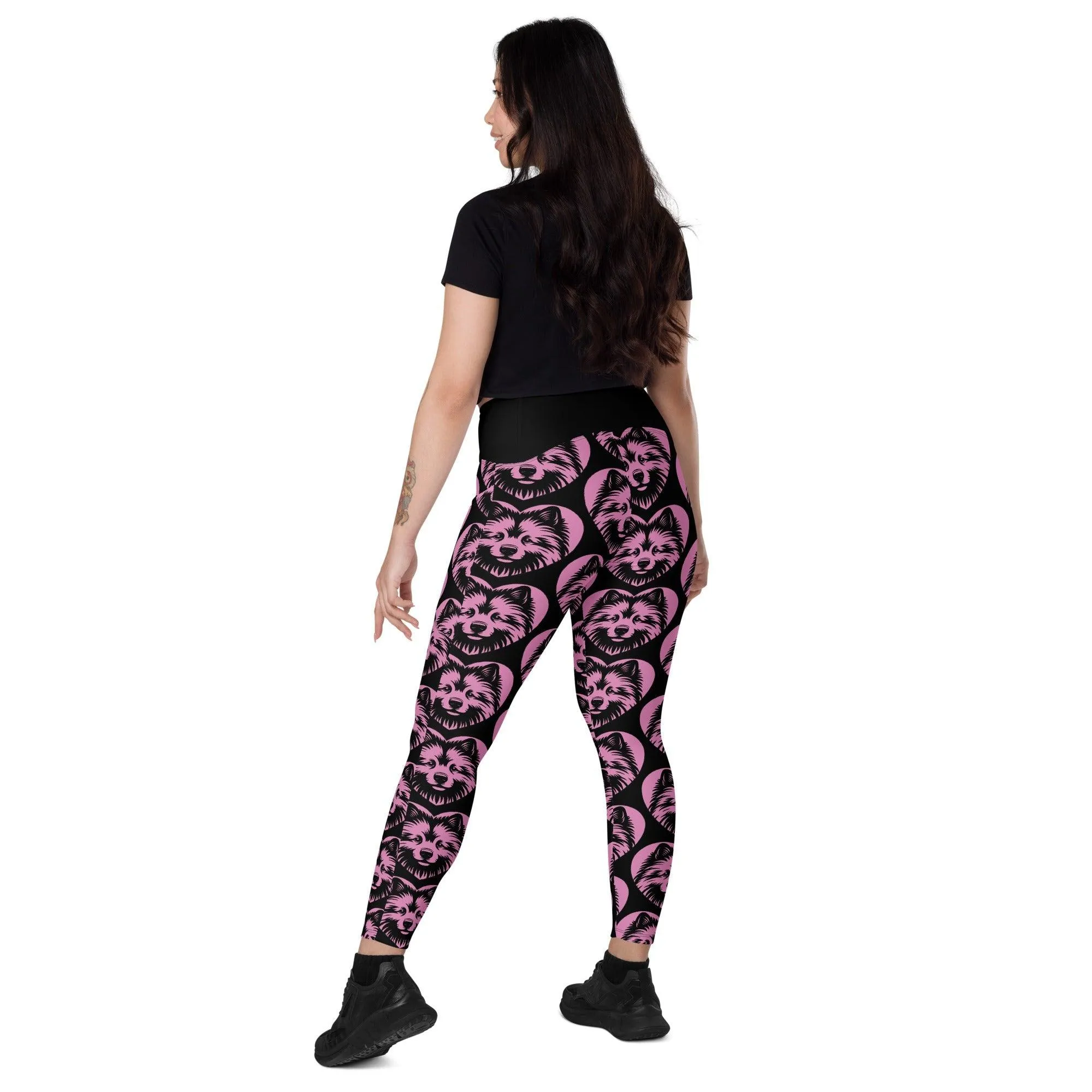 DOG BREED LEGGINGS with pockets - KEESHOND - HERTTAHOUND - pink