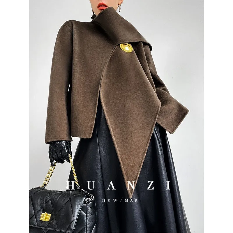 Double-sided wool autumn winter short cashmere coat - Lioew