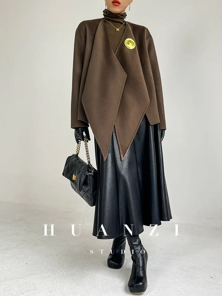 Double-sided wool autumn winter short cashmere coat - Lioew