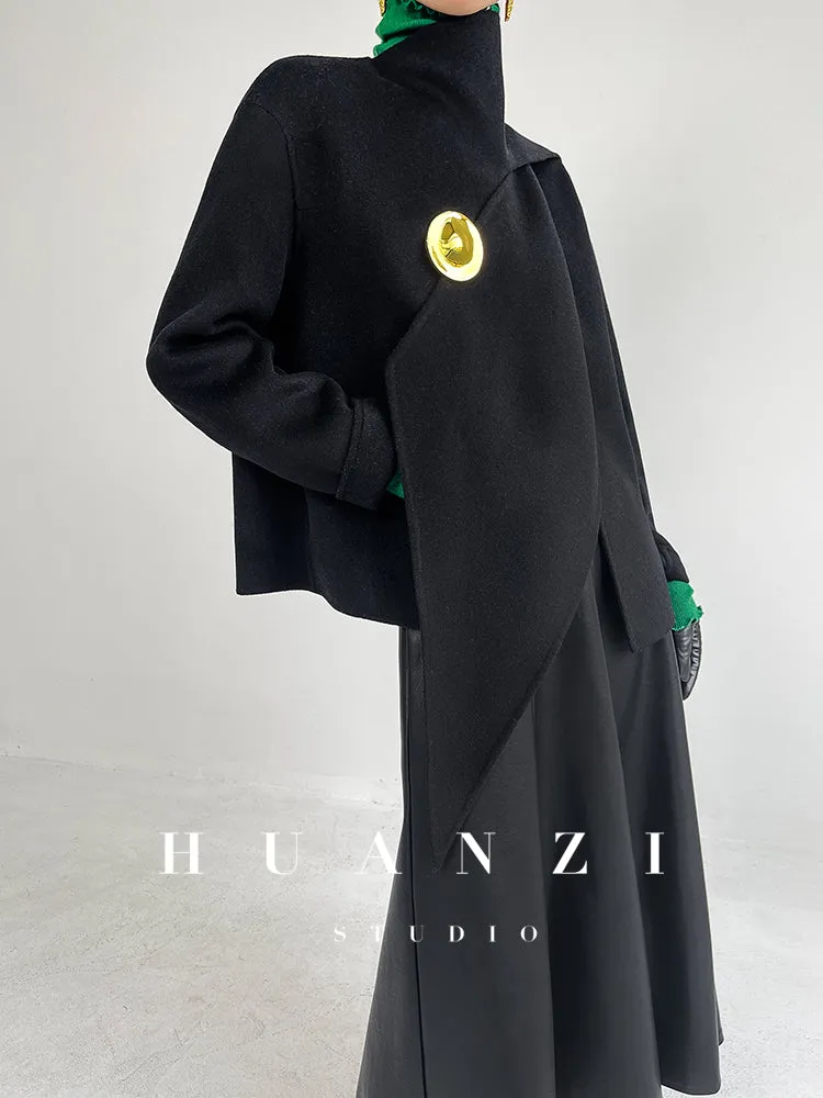 Double-sided wool autumn winter short cashmere coat - Lioew