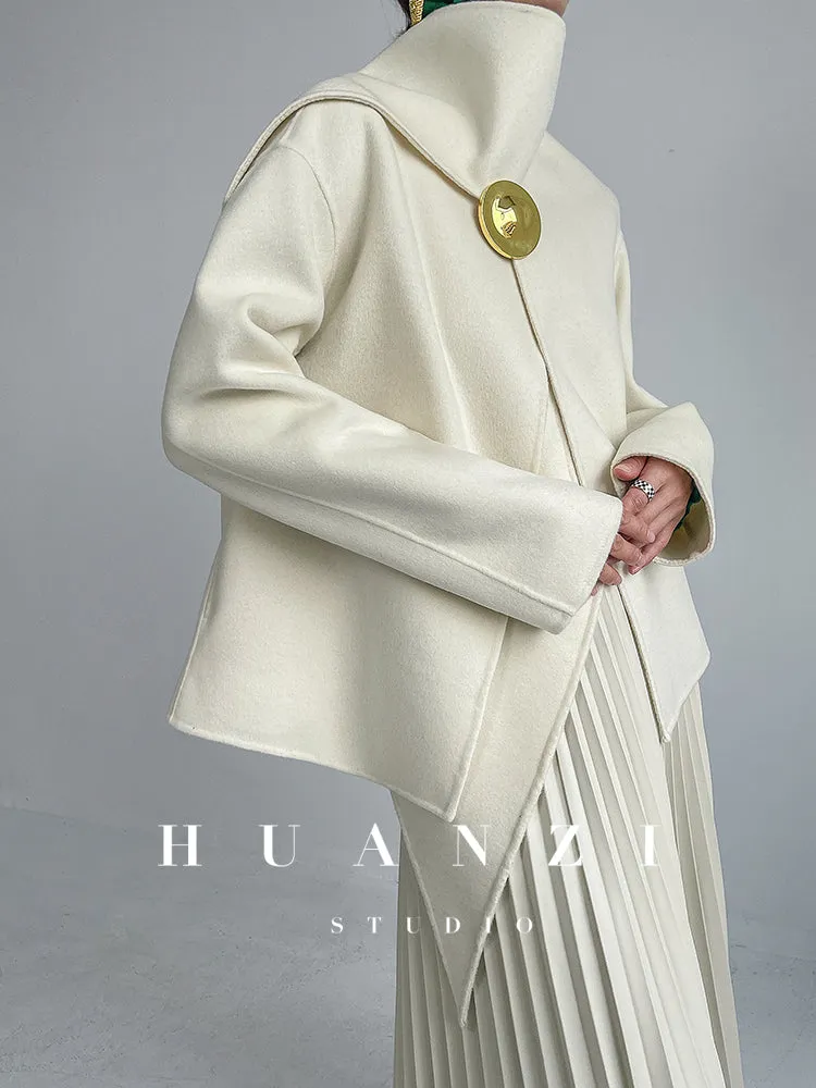 Double-sided wool autumn winter short cashmere coat - Lioew