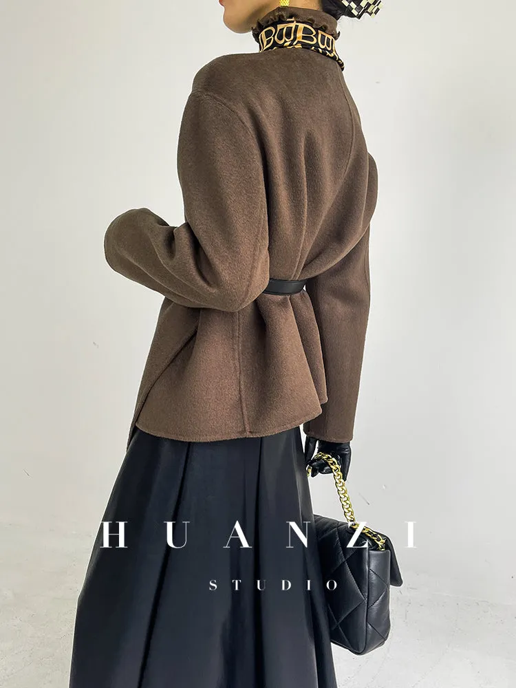 Double-sided wool autumn winter short cashmere coat - Lioew