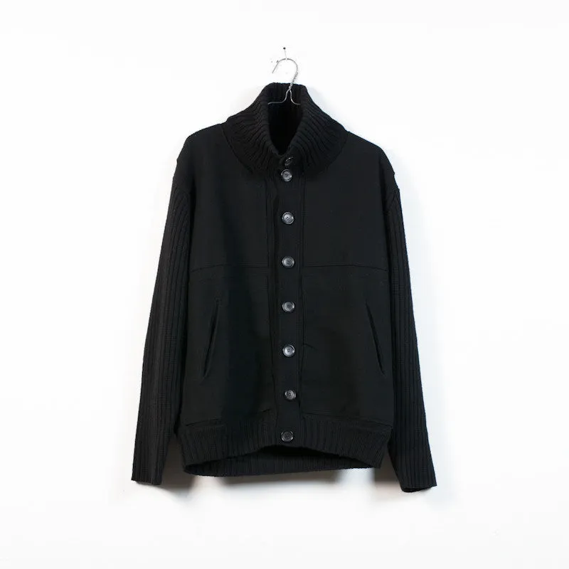 felt panel knit blouson