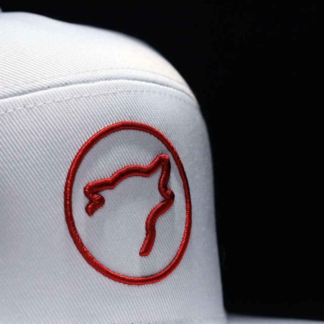 Flat Bill Snapback Hat Arctic White Savage Red Accents