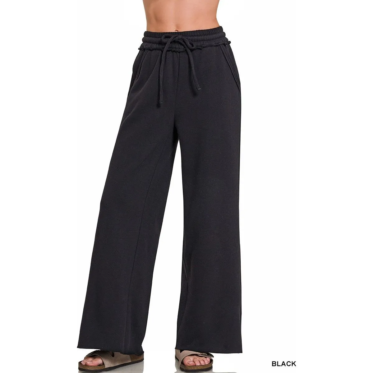 Fleece Exposed Seam Wide Leg Sweatpants