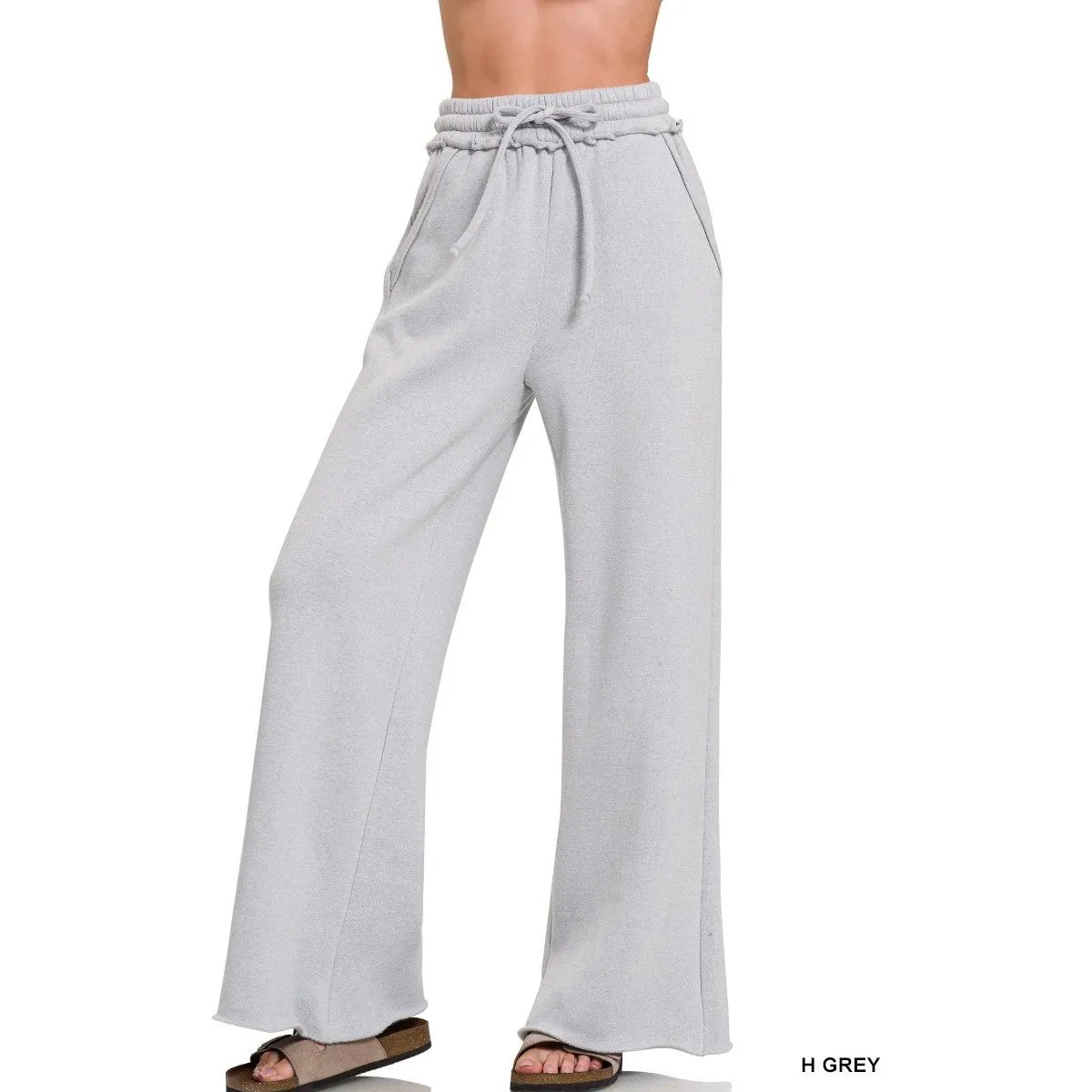 Fleece Exposed Seam Wide Leg Sweatpants