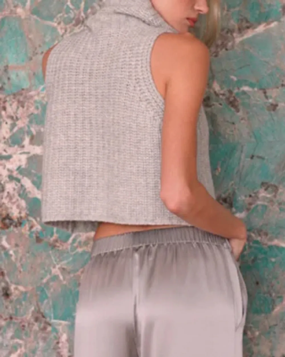 Foggy Saige Crop Turtleneck Tank