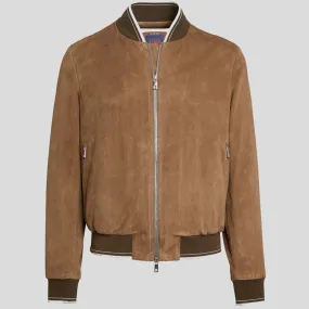 Genuine Suede Leather Bomber Jacket