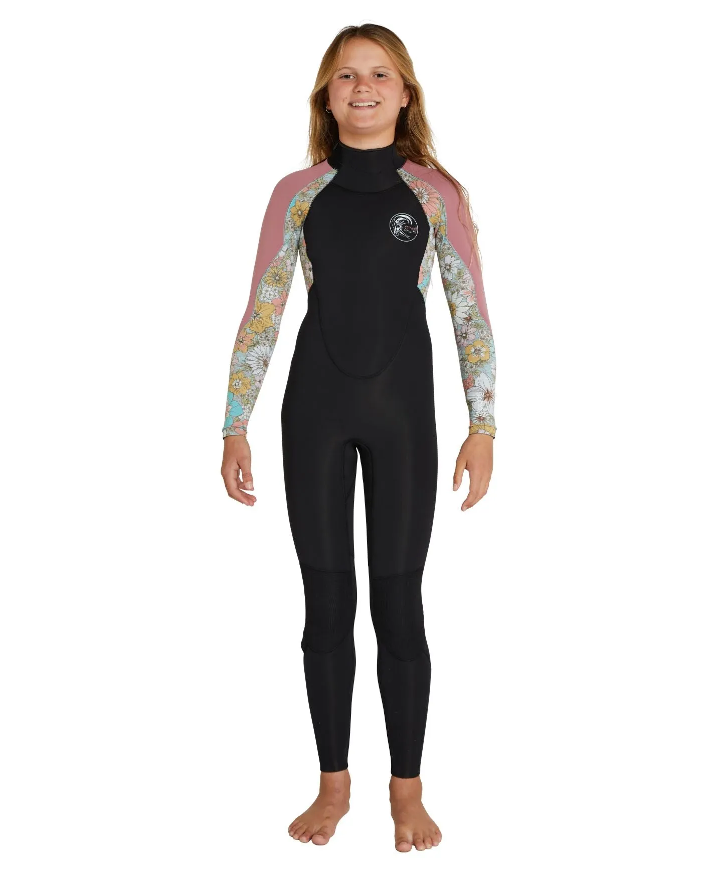 Girl's Bahia 3/2mm Steamer Back Zip Wetsuit - Wildflower