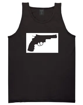 Gun Silhouette Revolver 45 Chrome Tank Top