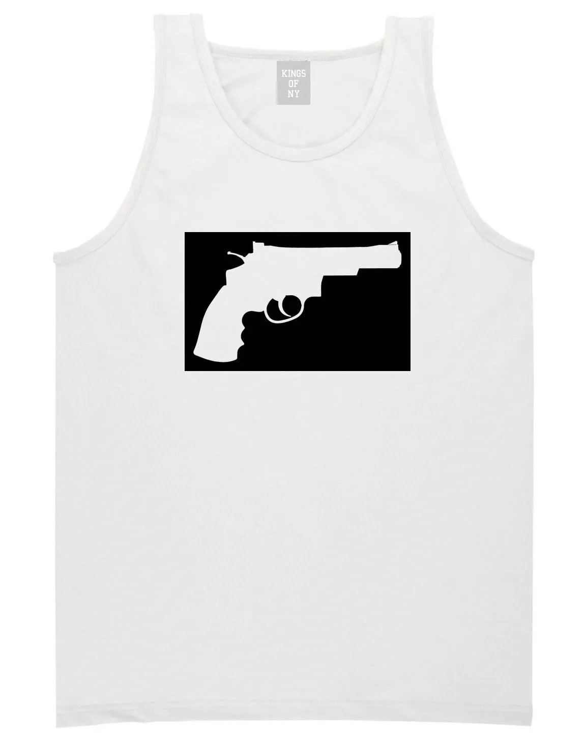 Gun Silhouette Revolver 45 Chrome Tank Top