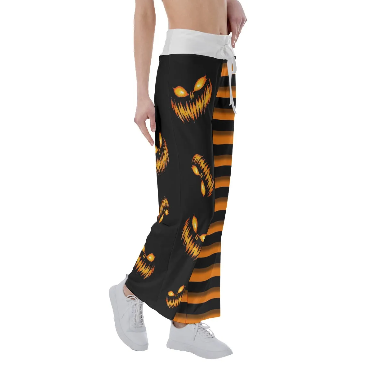 Halloween Pumpkin Women's High-waisted Wide Leg Pants