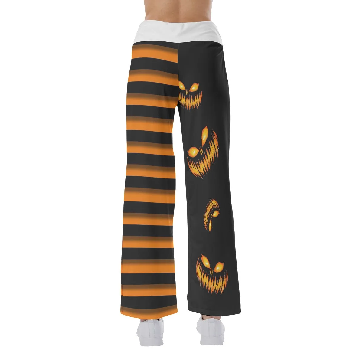 Halloween Pumpkin Women's High-waisted Wide Leg Pants