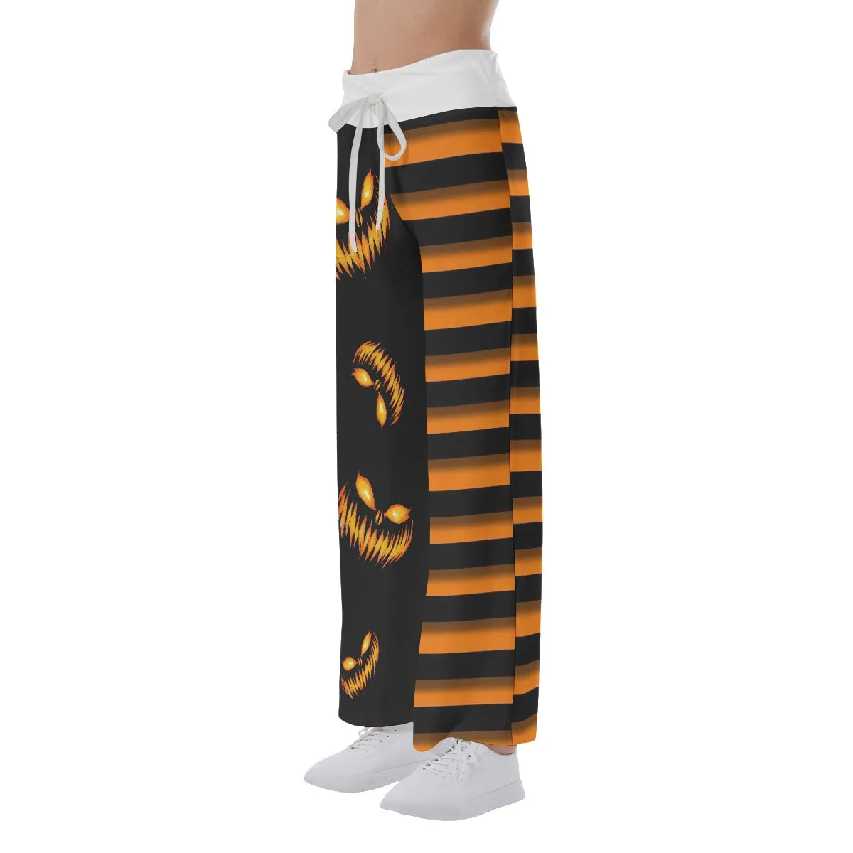 Halloween Pumpkin Women's High-waisted Wide Leg Pants