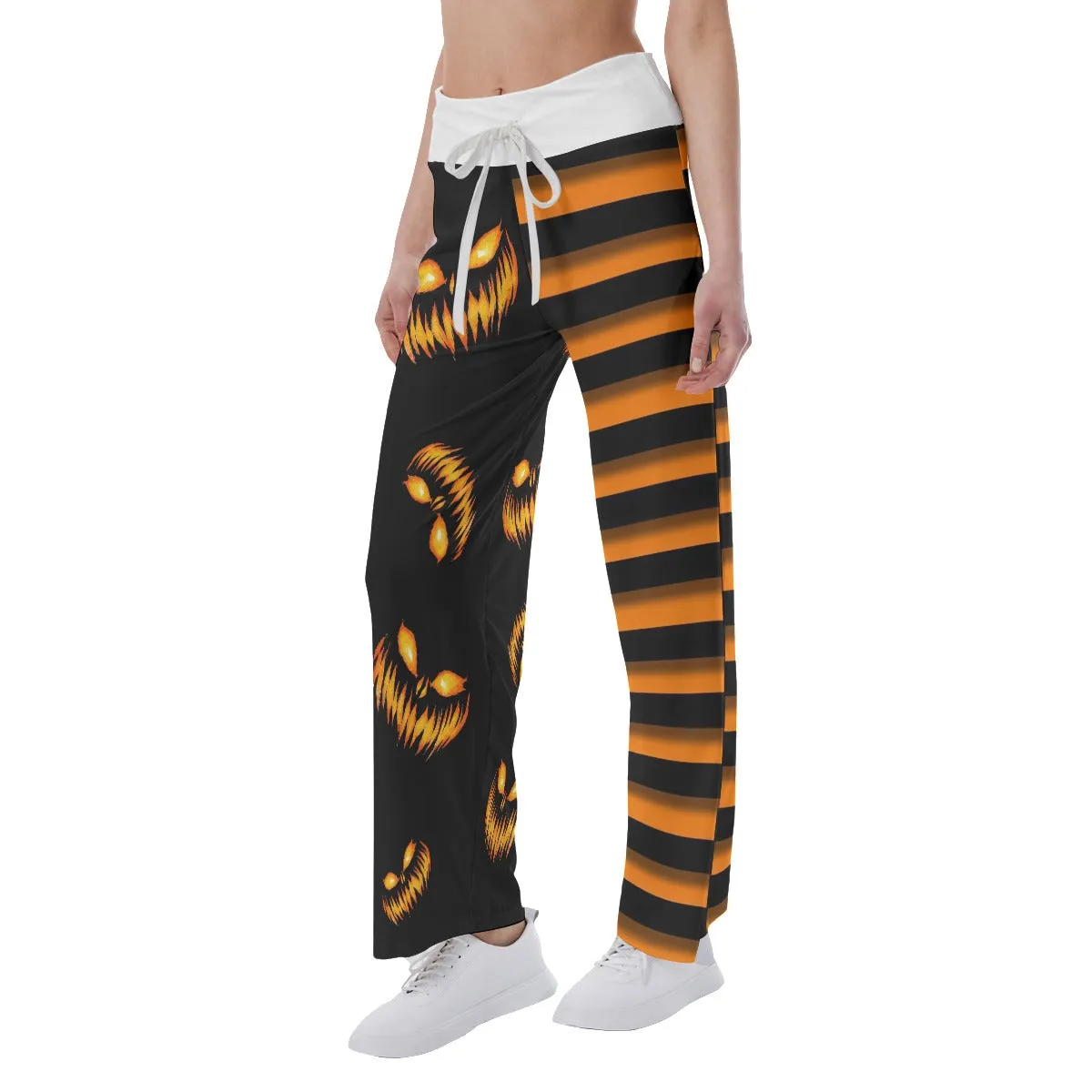 Halloween Pumpkin Women's High-waisted Wide Leg Pants