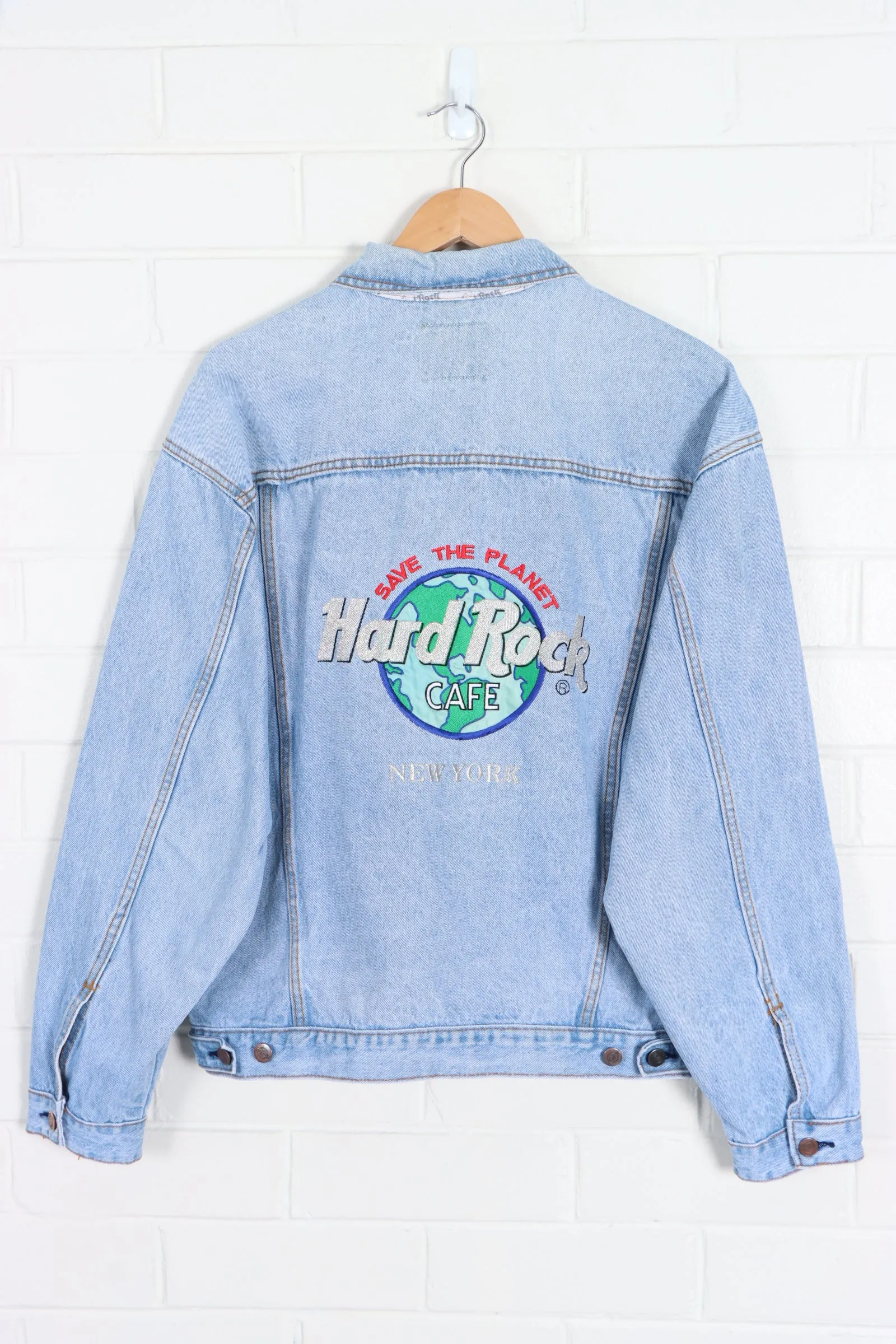 HARD ROCK CAFE New York Embroidered Denim Jacket (L)