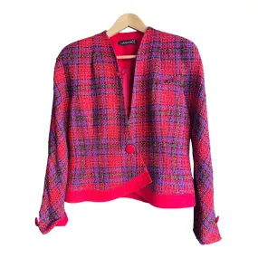 Hardob Wool Blend Red Multi-Coloured Long Sleeved Jacket UK Size 10