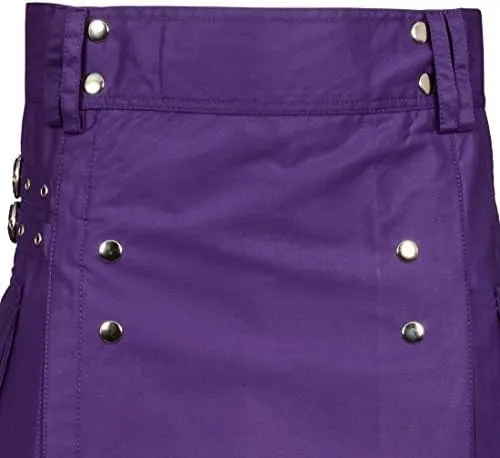 High Quality  Premium Scottish Designer Purple Utility Kilt - American Kilt Crafts