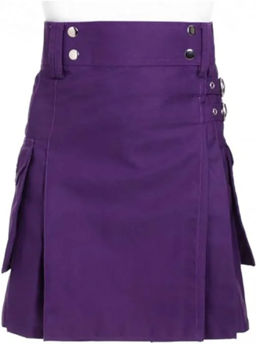 High Quality  Premium Scottish Designer Purple Utility Kilt - American Kilt Crafts