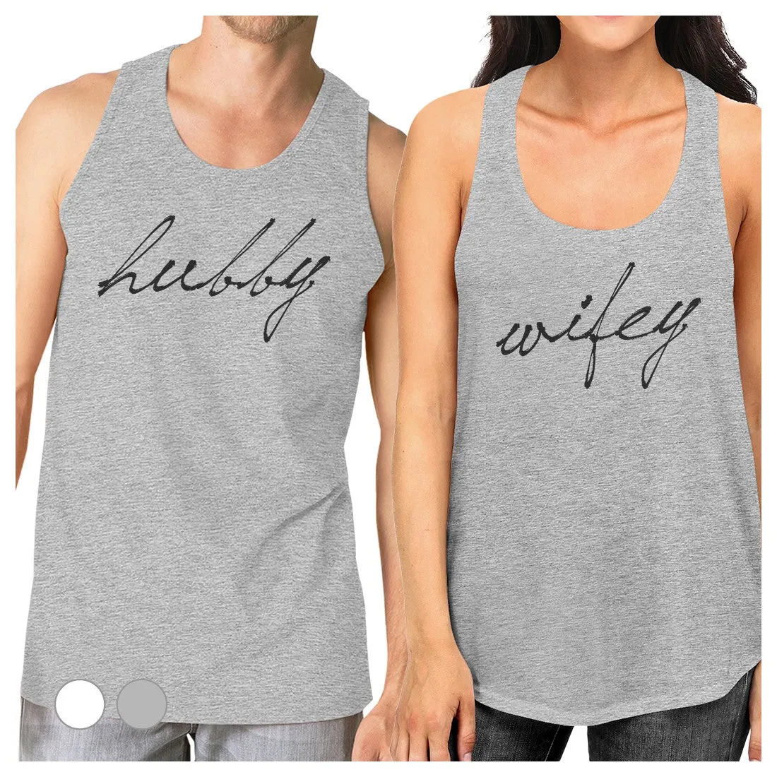 Hubby Wifey Matching Couple Tank Tops Funny Gifts For Newlyweds