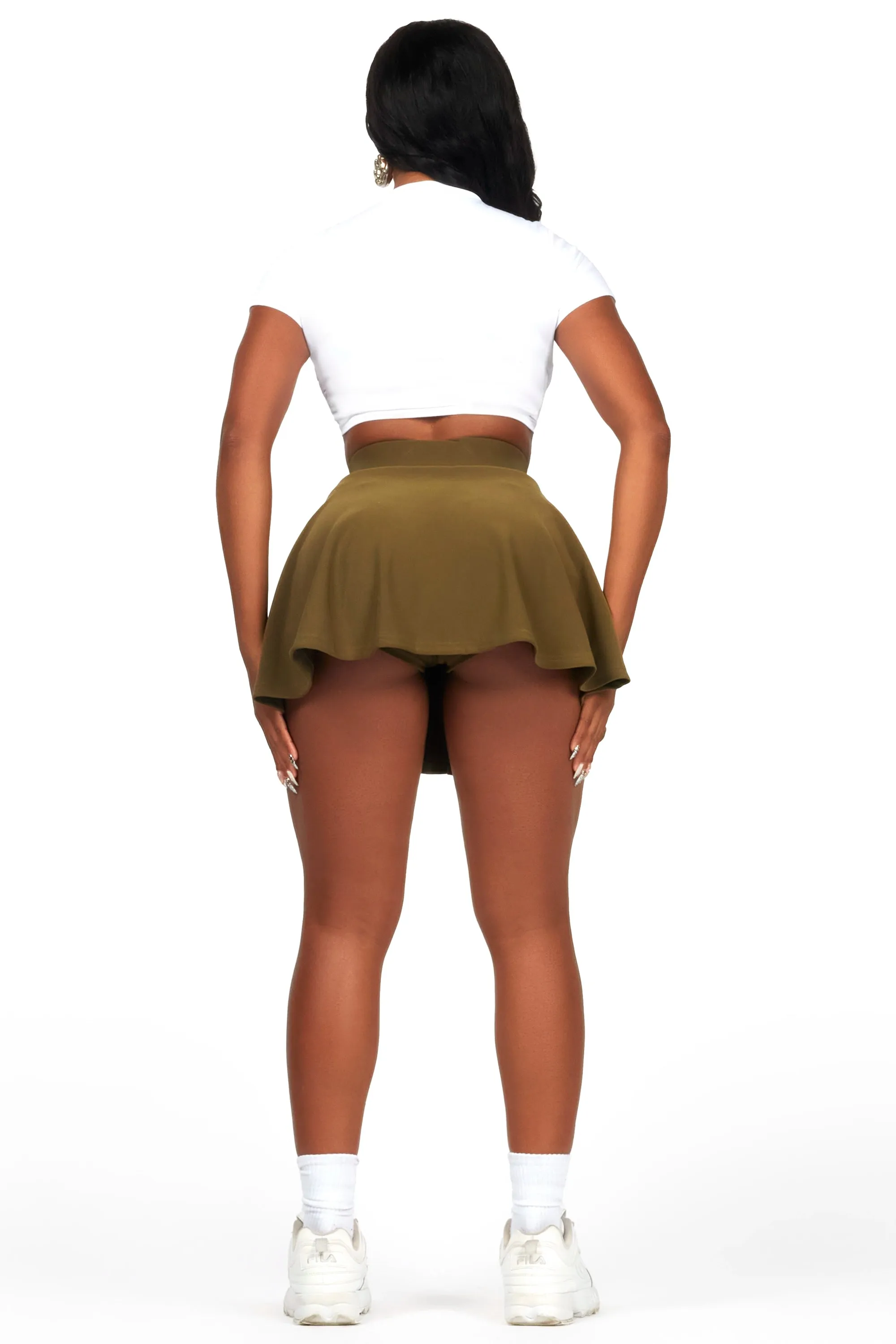 Jakayla White/Olive Mini Skirt Set