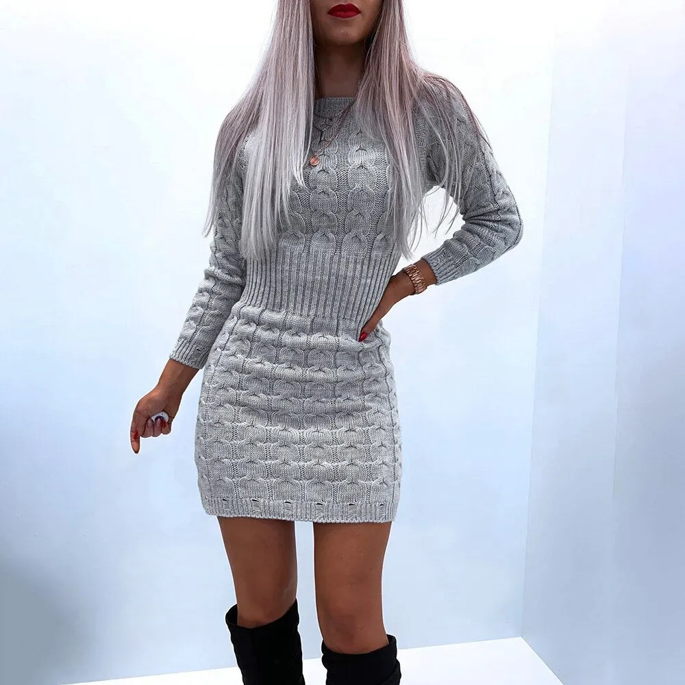 Joskaa hoco dresses Christmas Gift Fashion Long Sleeve Knitted Sweater Dress Women 2024 Fall Clothes Pink Casual Bodycon Party Winter Lady Dresses Woman Robe Femme